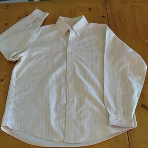 Brooks Brothers Yellow Striped Mens Dress Shirt Size Large
